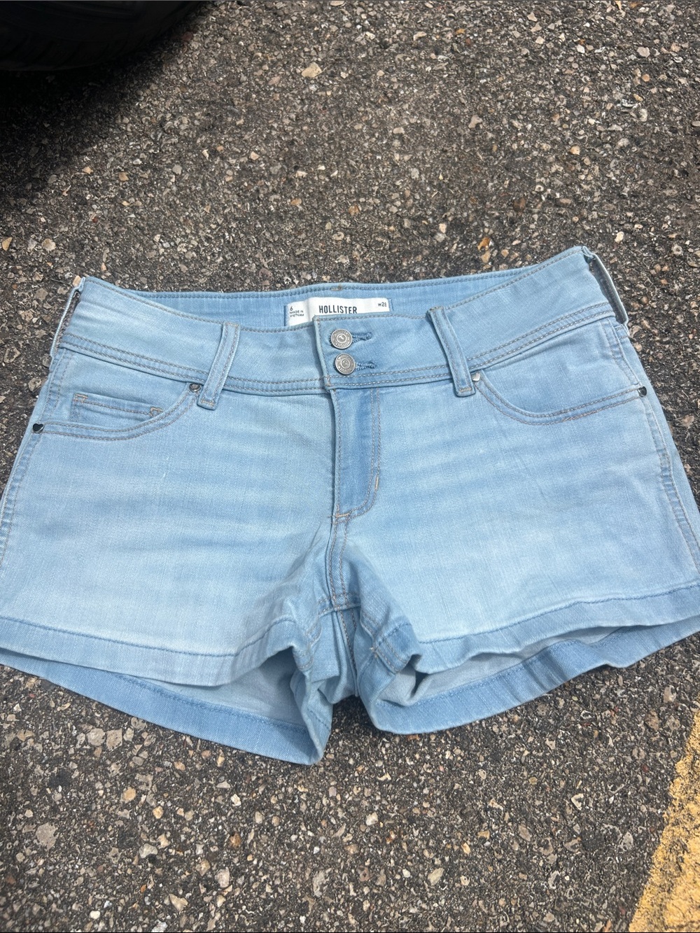Hollister Light Wash Denim Jean Shorts - Pale Blue